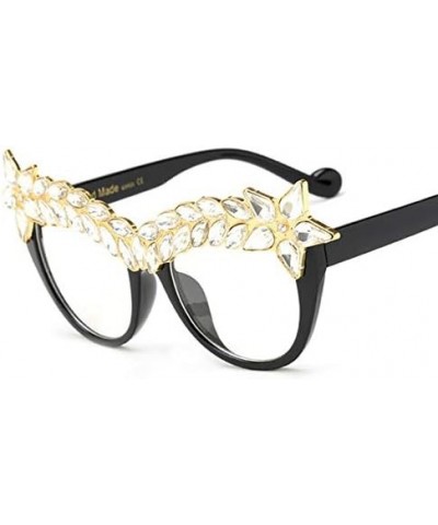 Women Rhinestone Cat Eye Sunglasses Luxury HandMade Crystal Decoration Clear $7.41 Cat Eye