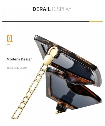 Metal Hollow Chain Temple Men's and Women's Sunglasses Sunglasses Womens (Color : Khaki, Size : Medium) Medium C $15.72 Designer