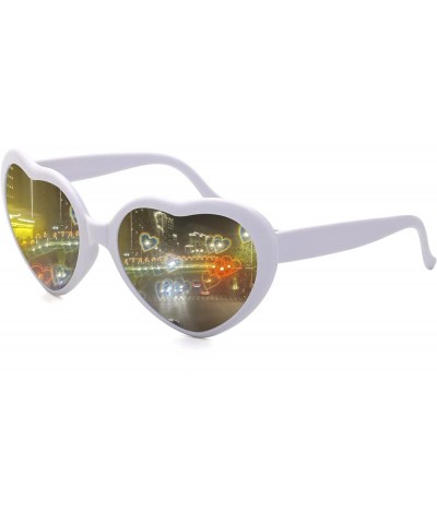 Heart Sunglasses Heart Effect Diffraction Glasses Festival Party Rave Light Accessories Heart Glasses UV400 Protection A:whit...