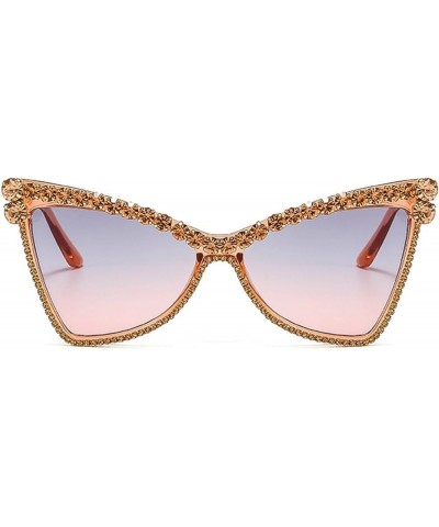 Oversized Rhinestone Cat Sunglasses Women Vintage Fashionable Crystal Sun Glasses Men Shades UV400 Orange-grey Pink $10.44 Ov...
