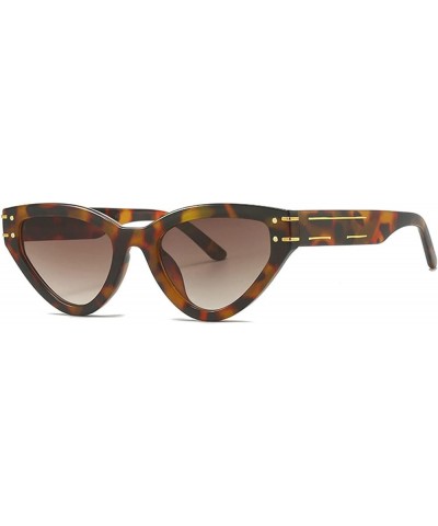 Retro Cat Eye Sunglasses Women Rivets Decoration Gradient Shades Men Trending leopard Red Sun Glasses Leopard $9.91 Cat Eye