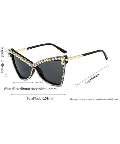 Oversized Rhinestone Cat Sunglasses Women Vintage Fashionable Crystal Sun Glasses Men Shades UV400 Orange-grey Pink $10.44 Ov...
