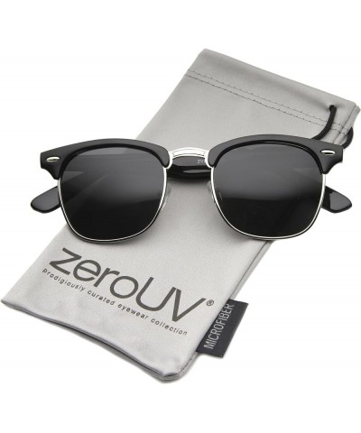 Half Frame Semi-Rimless Horn Rimmed Sunglasses Polarized | Black-silver / Smoke $9.59 Rimless