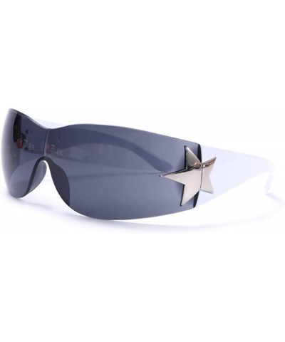 Y2K Sunglasses for Women Men Stars Trendy Oversized Fashionable Frameless Sunglasses White $9.53 Rimless