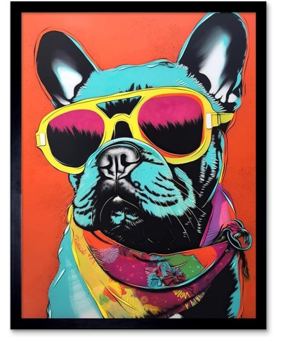 French Bulldog Wearing Sunglasses and Bandana Artwork Framed Wall Art Print 9X7 Inch Framed Black 9x7 $14.99 Rectangular