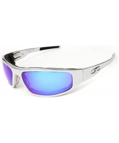 Bagger Motorcycle Mirror Lens Sunglasses with Smooth Frame Mirror Blue $79.93 Designer