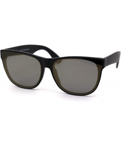 Hipster Color Mirror Lens Plastic Horn Rim Sunglasses Matte Black Gold Mirror $9.51 Designer