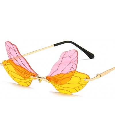 Sunglasses for Men and Women UV400 Vintage Dragonfly Wing Shaped Sunglasses Transparent Lens Shades for Party 4 $7.29 Designer