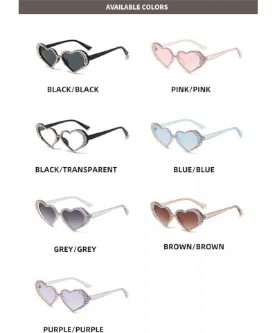 Heart Love Shaped Rhinestone Sunglasses Women Crystal Diamond Sun Glasses Female Fashion Pink Decoration Eyewear 2pcs-black&b...