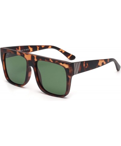 Retro Polarized Sunglasses Men Women Flat Top Square UV400 Glasses for Driving Fishing Hiking Golfing 2 Leopard Frame / Polar...