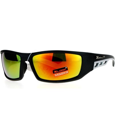 Xloop Mens Sunglasses Sporty Wrap Around Rectangular Matte Black Silver Matte Black Silver orange mirror $9.85 Designer