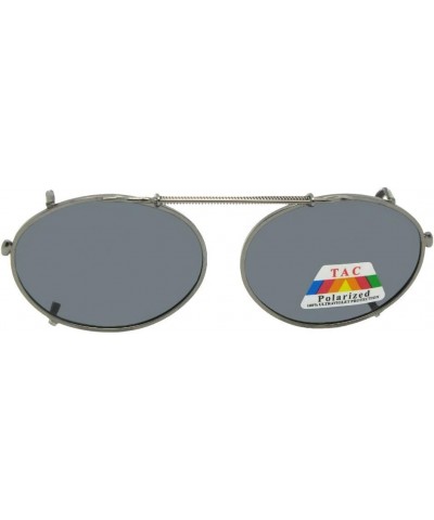 Oval Polarized Clip-on Sunglasses Pewter Frame-polarized Gray 52mm Wide X 40mm Height $13.69 Oval