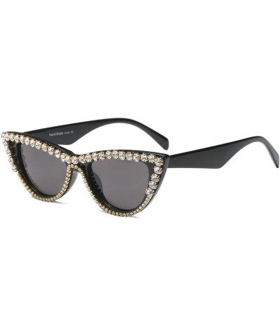Diamond Cat Sunglasses Women Small Frames Vintage Sun Glass Men Punk Retro Rhinestone Party Shades Black White $10.06 Designer