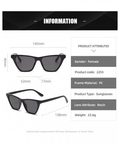 Outdoor Vacation Retro Small Box Cat Eye Too Sunglasses Men and Women Street Shooting Glasses (Color : A, Size : Medium) Medi...