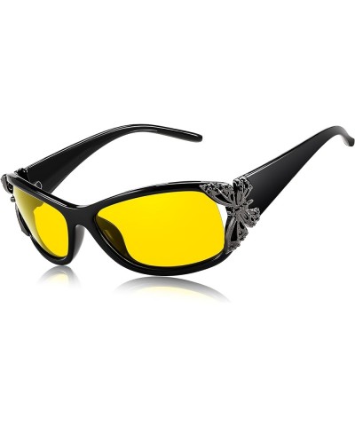 Polarized Night Vision Glasses for Women Yellow Lens Anti Glare Safety Driving UV Protection B0130 Black $11.21 Oval