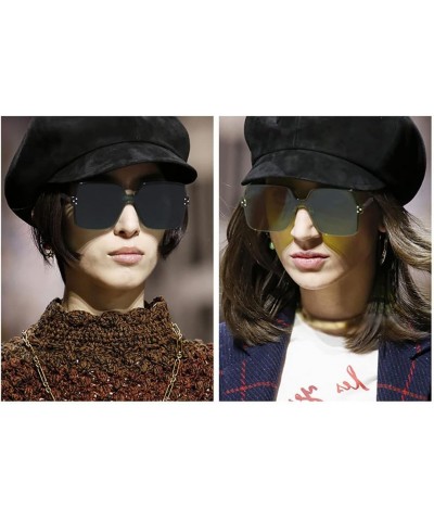 2PCS Rimless Sunglasses for Women Men Retro Fashion One Piece Sunglasses UV 400 Protection DD591 Black $12.20 Rimless