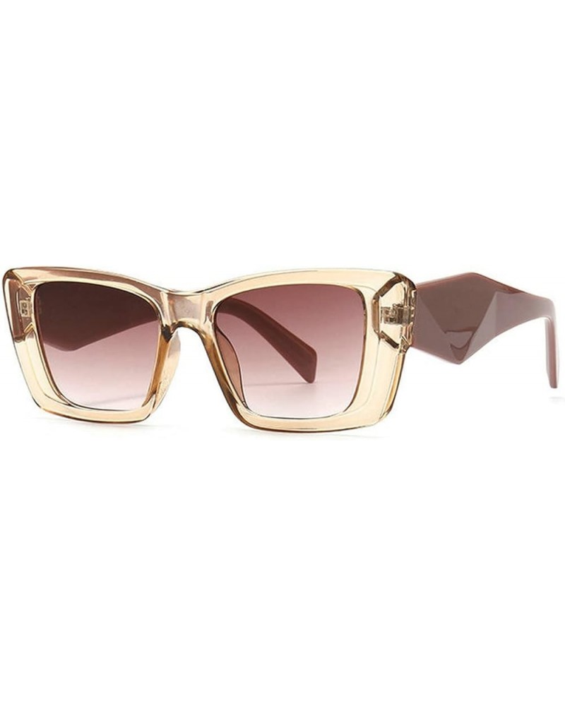 Fashion Rectangle Sunglasses Women Retro Men Personality Temples Sun Glasses Champagne $9.14 Square