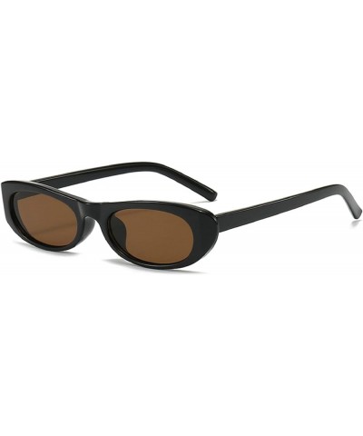 Elongated Narrow Cat Eye Sunglasses for Women 90s Retro Womens Oval Sunglasses Fashion Small Black Shades Black&brown $9.33 C...