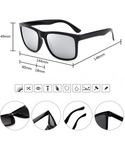 Polarized Sunglasses for Men TR90 Unbreakable Mens Sunglasses Driving Sun Glasses For Men/Women Silver Lens/Black Frame Silve...