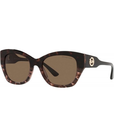 Woman Sunglasses Brown Floral Acetate Frame, Dark Brown Solid Lenses, 53MM $34.30 Square
