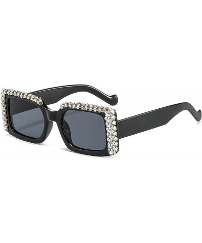 2021 New Unique Crystal Sunglasses For Women Vintage Gradient Small Sqaure Rhinestone Shiny Sun Glasses Female Shades Black $...