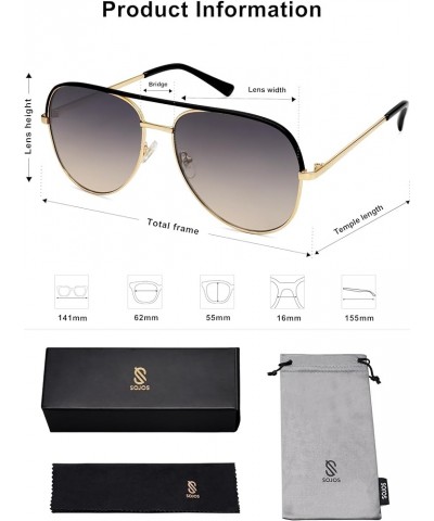 Classic Aviator Sunglasses for Women Men Trendy Oversized Metal Frame UV400 Lenses SJ1220 Gold Frame/Black Bar/Grey Gradient ...