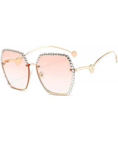 Diamond Rhinestone Sunglasses Women Men Luxury Crystal Sun Glasses Rimless Oversized Frame Square Sun Glasses Orange $9.87 Ov...