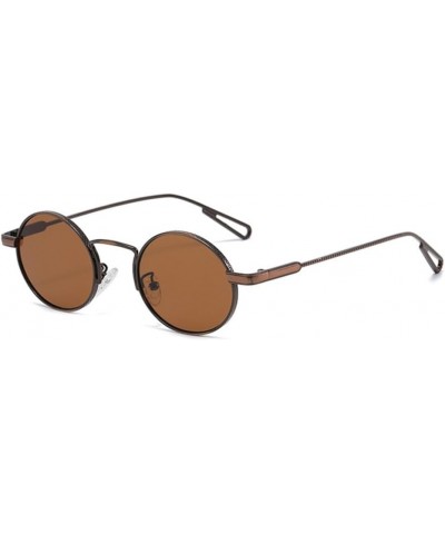 Retro Metal Oval Sunglasses Women Gradient Shades UV400 Punk Round Men Sun Glasses Brown Tea $31.84 Rectangular
