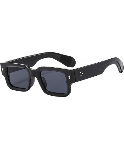 Square Sunglasses for Men Women Trendy Black Rectangle Sunglasses Black Frame/Grey Lens $10.07 Square