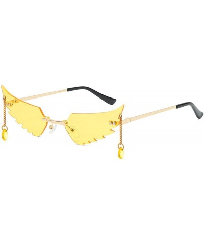 Rimless Sunglasses Personality Wings Pendant Sun Glasses Yellow $10.49 Rimless