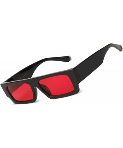90s Small Vintage Narrow Square Sunglasses for Men Women UV400 Trendy Retro Black Glasses Cool Rectangular Shades Black/Red $...
