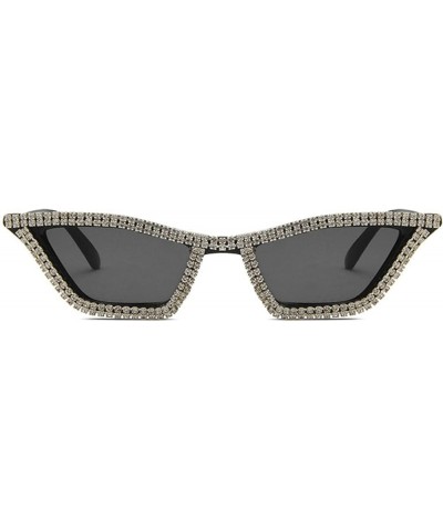 Cat Eye Sunglasses for Women Sparkling Rhinestone Sunglasses Trendy Retro Diamond Glasses UV400 Protection White&gray $9.32 D...