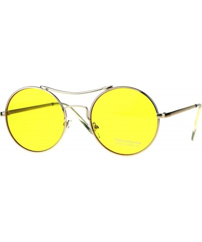 Vintage Fashion Womens Sunglasses Round Circle Metal Frame Color Lens Gold (Yellow) $10.59 Round