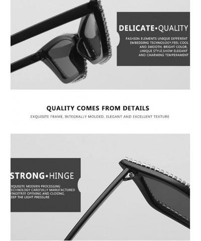 Cat Eye Sunglasses for Women Sparkling Rhinestone Sunglasses Trendy Retro Diamond Glasses UV400 Protection White&gray $9.32 D...