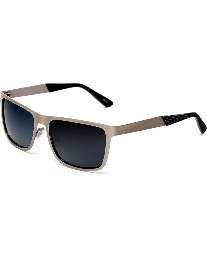 Polarized Classic Sunglasses Razor Thin Brushed Metal Stainless Steel Gray Smoke $21.71 Rectangular