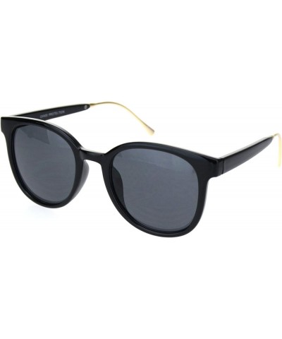 Mod Horn Rim Elegant Chic Metal Ear Loop Plastic Sunglasses Black Gold Black $8.98 Rectangular