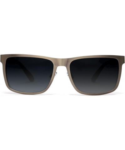 Polarized Classic Sunglasses Razor Thin Brushed Metal Stainless Steel Gray Smoke $21.71 Rectangular