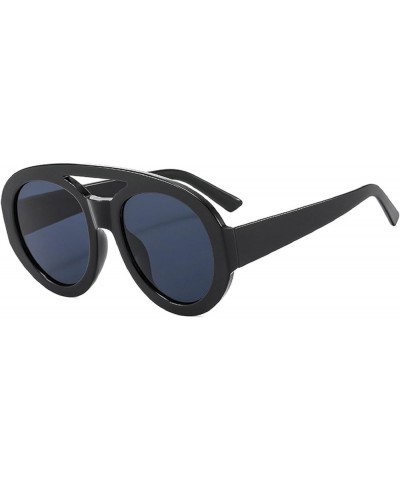 Vintage Double Beam Round Oversized Sunglasses For Women Fashion Gradient Sun Glasses Female Sexy Party Shades 2pcs-black&bla...