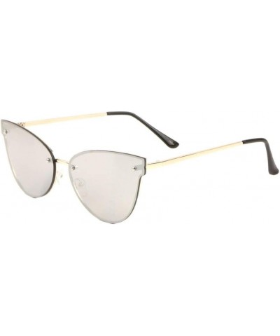 Rimless Stud Flat Cat Eye Sunglasses Grey $10.15 Cat Eye