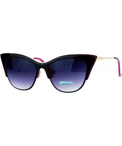 Metal Top Accent Cateye Sunglasses Womens Designer Fashion Shades Black Purple $8.77 Cat Eye