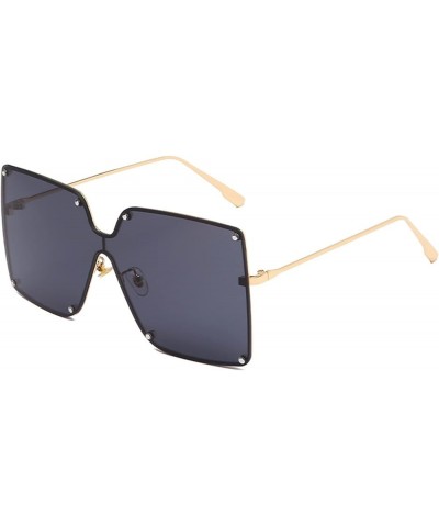Metal Square Fashion Sunglasses Large Frame Outdoor Summer Beach Sun Shading Decorative Sunglasses (Color : F, Size : Medium)...