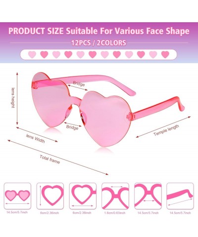 12 Pairs Heart Sunglasses for Women 12 Colors Rimless Heart Shaped Sunglasses Candy Heart Glasses for Party Favors 12 Pairs P...