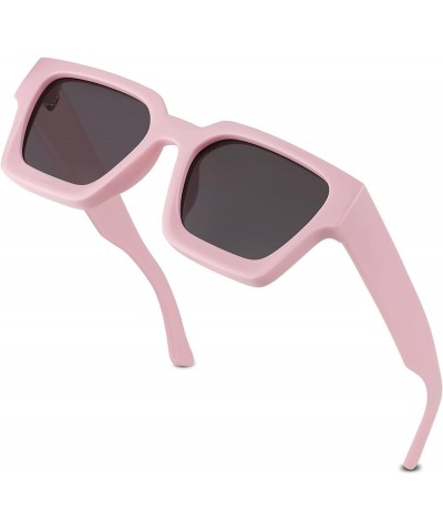 Fashion Chunky Square Sunglasses for Women Men Vintage Retro Rectangle Glasses Pink $10.99 Square