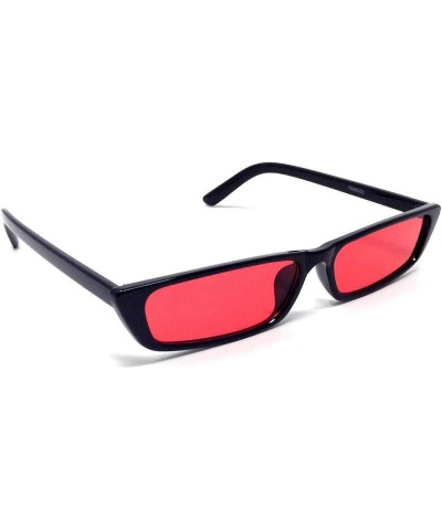 Slim Rectangular Minimal Classic Mod Sunglasses Black Frame Red $10.59 Rectangular
