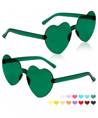 Heart Sunglasses 2 Pairs Heart Shaped Sunglasses Womens Heart Glasses Rave Sunglasses for Women Party Favors Green $5.59 Aviator