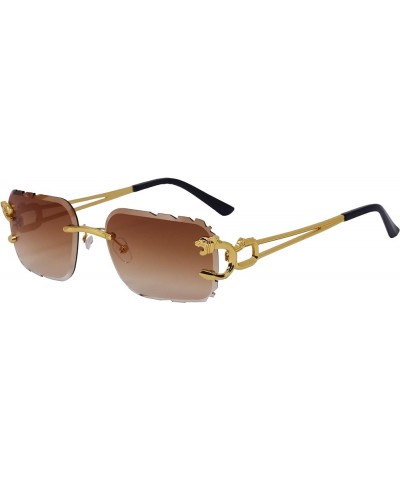 Rimless Diamond Cut Trendy Retro Hip Hop Tint Lens Sun Glasses Frameless Rectangle Sunglasses For Men and Women Brown $10.17 ...