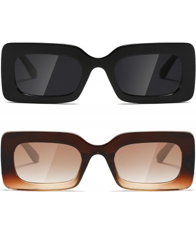 Sunglasses womens trendy Men Square Multicolor Shades Black+gradient Brown $9.45 Square