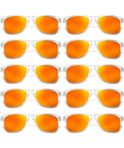 10 Pack Colored Sunglasses Mirrored Lens Bulk Party Glasses Classic Eyewear Birthday Beach Pool Unisex Adults Clear Frame Mir...
