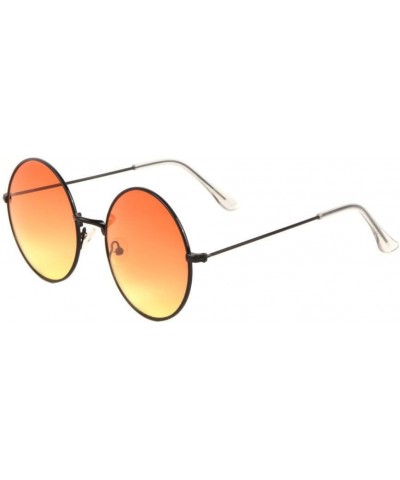XL Round Oversized Classic Lennon Circle Lens Sunglasses Black Frame Peach & Yellow Gradient $7.95 Round
