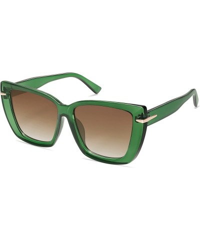 Big Oversized Cat Eye Sunglasses for Women 70s Retro Trendy Designer Shades SJ2231 Green/Brown Brown $11.59 Oversized